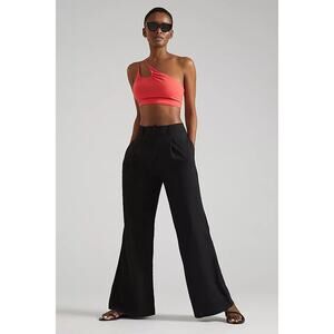 Anthropologie Women's Size Medium US 10 Black Bryan Park Wide-Leg Linen Trousers